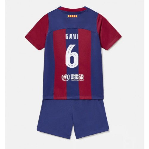 Maillot de foot Barcelona Paez Gavi #6 Domicile enfant 2023-24 Manches Courte (+ pantalon court)